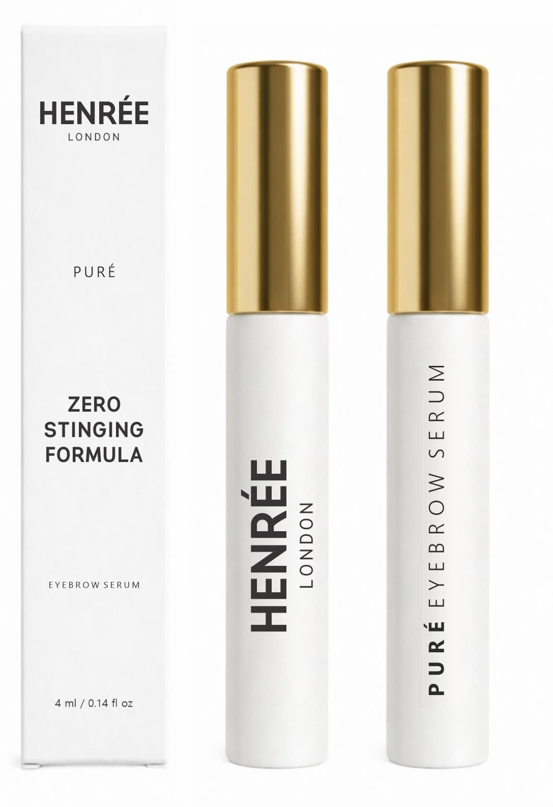 Henrée London Puré Brow Serum, box and tubes